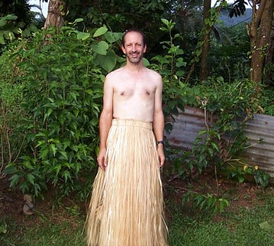 Dana at Nan Kahp after material culture lecture in traditional koal.